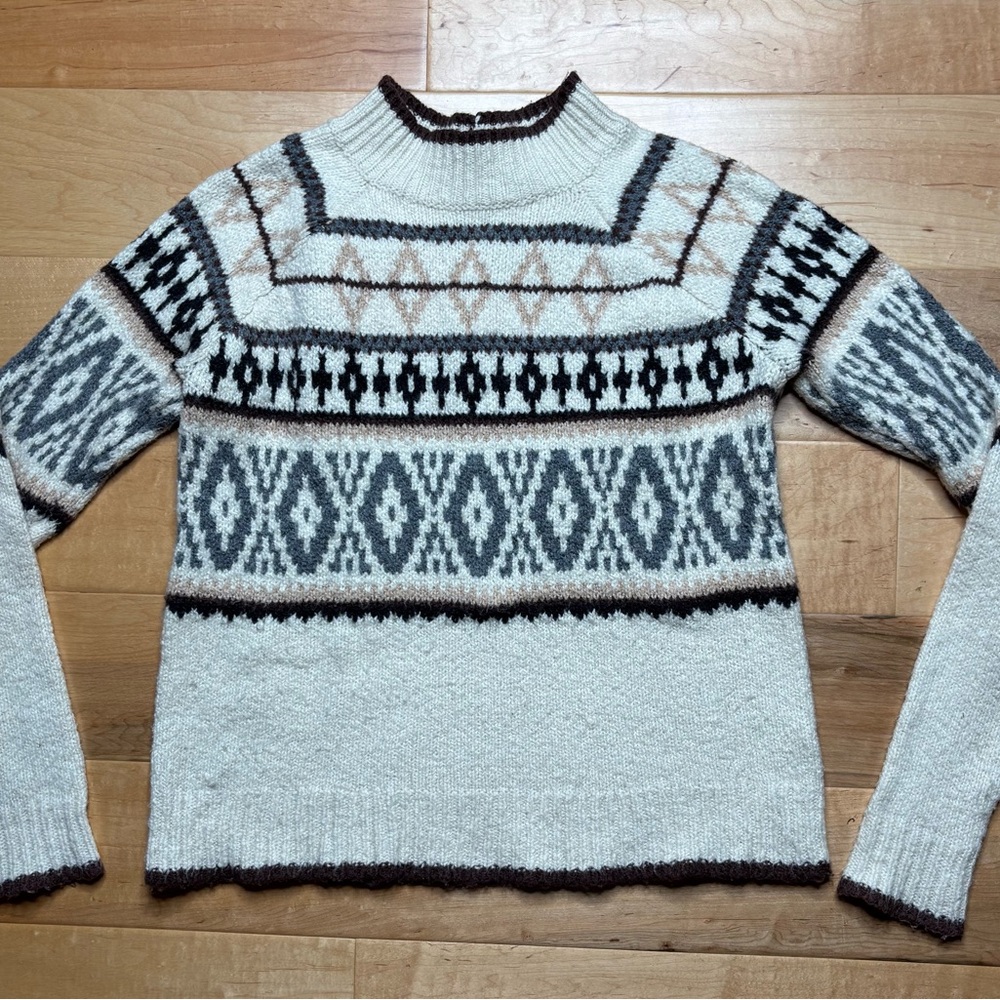 American Eagle Sweater Women S Fair Isle Mock Neck Cozy Cabincore